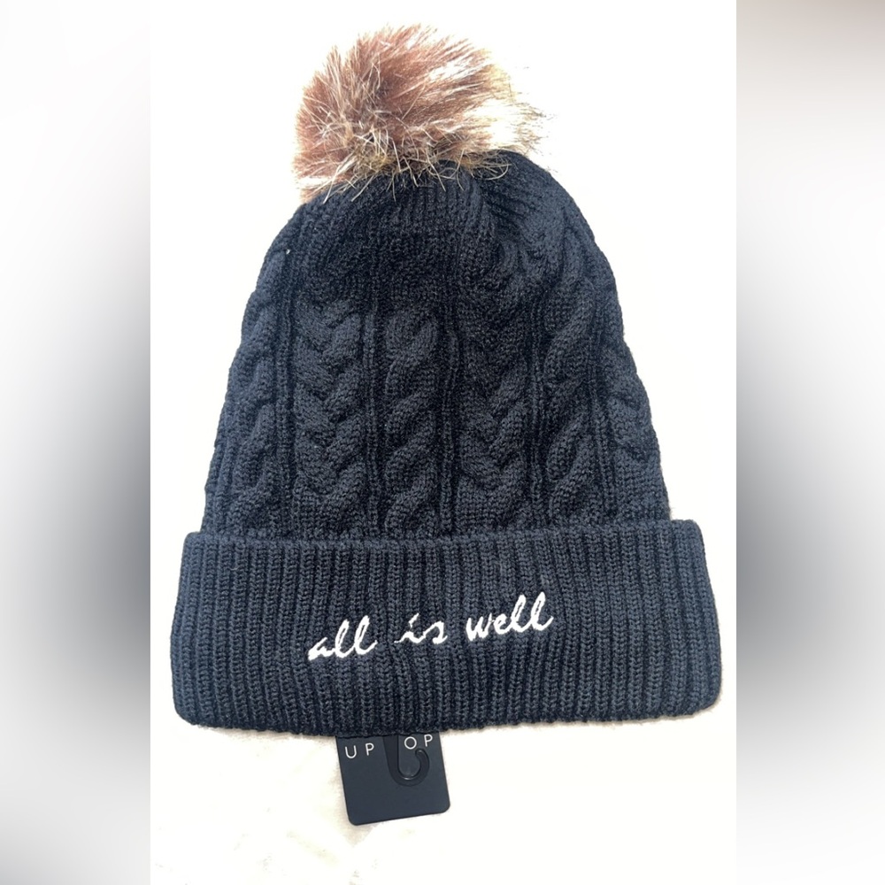 Up Top Black Pom Beanie